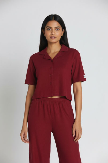 Zivame 2 Mile Fashion Knit Cotton Loungewear Set - Deep Claret — image 5